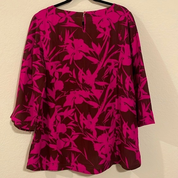 Soft Surroundings Women Tunic Top Large Pink Brown Longline Floral Contemporary - Picture 5 of 17